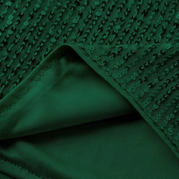 Dark Green Casual Sequin Women's V-Neck Sleeveless Tank Top - Picture 4 of 4